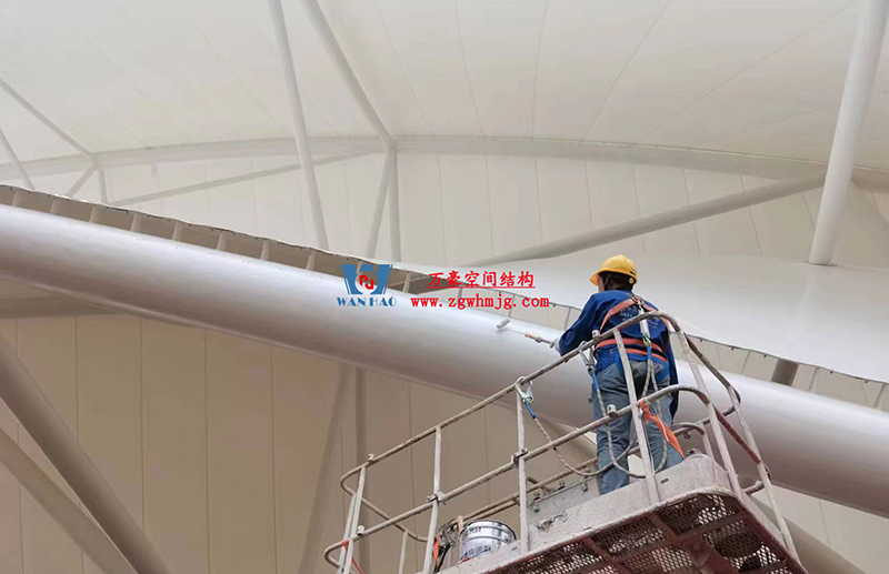 陜西定邊馬蓮灘沙漠公園鋼膜結(jié)構(gòu)工程“奮力快跑”，工程“進(jìn)度條”刷新了!