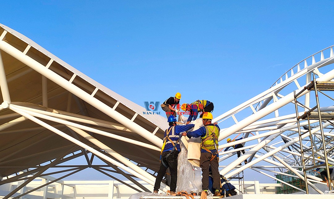 工程進度全速推進，PTFE膜材張拉在即！